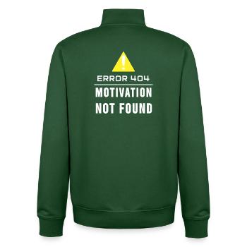 motivation not found - Unisex Organic Zip Sweatshirt by Stanley/Stella - bottle green - Back - AI Model Male 185 dark (185cm)