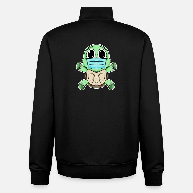 Tortue mignonne avec masque - Sweat zippé unisexe en coton bio Stanley/Stella - noir