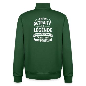 Legend Retreat Design Humor - Unisex Organic Zip Sweatshirt von Stanley/Stella - Flaschengrün - Hinten - AI Model Male 185 dark (185cm)