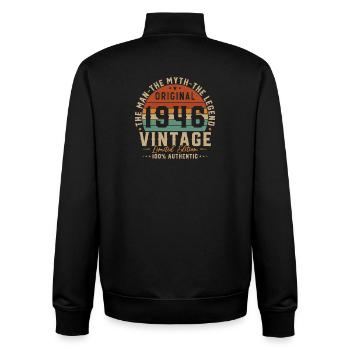80 Jahre 1946 Vintage Retro Jubiläum - Unisex Organic Zip Sweatshirt von Stanley/Stella - Schwarz - Hinten - AI Model Male 185 light (185cm)