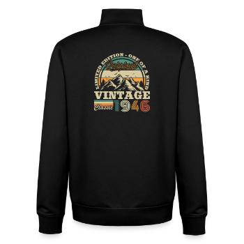 80 Jahre 1946 Vintage Retro Jubiläum - Unisex Organic Zip Sweatshirt von Stanley/Stella - Schwarz - Hinten - AI Model Male 185 light (185cm)