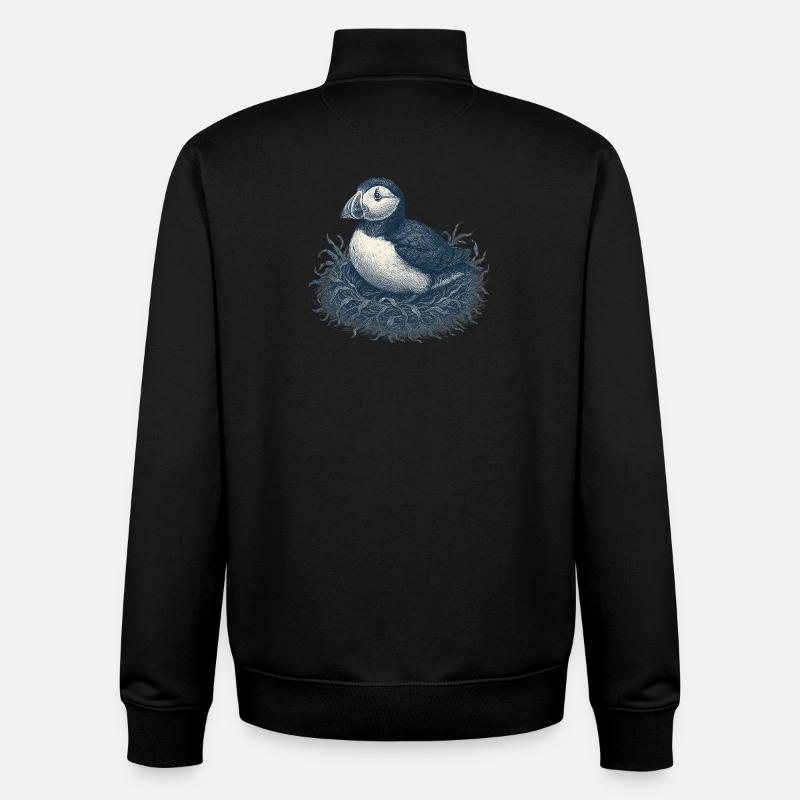 Detaillierte Papageientaucher-Nest-Illustration - Unisex Organic Zip Sweatshirt von Stanley/Stella - Schwarz