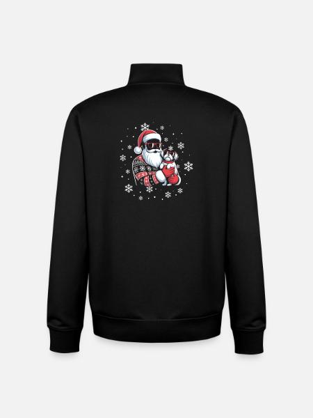 Santa Feo Navidad y perro - Sudadera unisex con cremallera de algodón orgánico de Stanley/Stella - negro