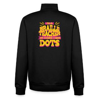Braille Lehrer Blindenschrift Punktum - Unisex Organic Zip Sweatshirt von Stanley/Stella - Schwarz - Hinten - AI Model Male 185 light (185cm)