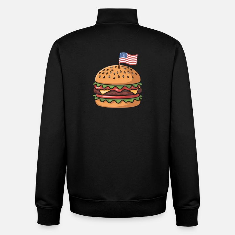 Cheeseburger Patriotic Independence Day 4th of - Unisex Organic Zip Sweatshirt von Stanley/Stella - Schwarz