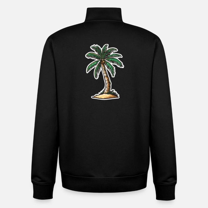 Palmier - Sweat zippé unisexe en coton bio Stanley/Stella - noir