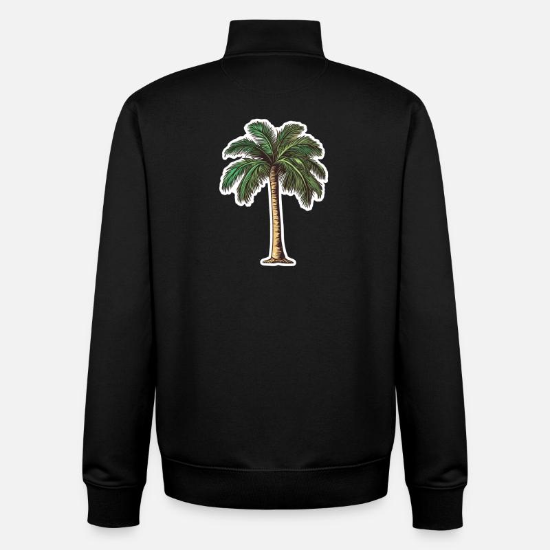 Palmier - Sweat zippé unisexe en coton bio Stanley/Stella - noir