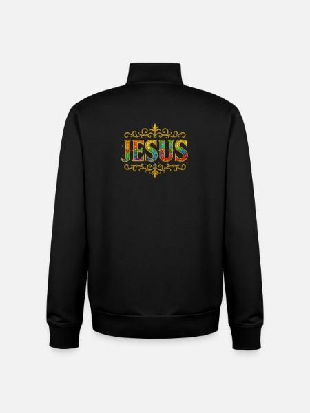 JESUS Glitter Gold Sequins - Unisex Organic Zip Sweatshirt by Stanley/Stella - black