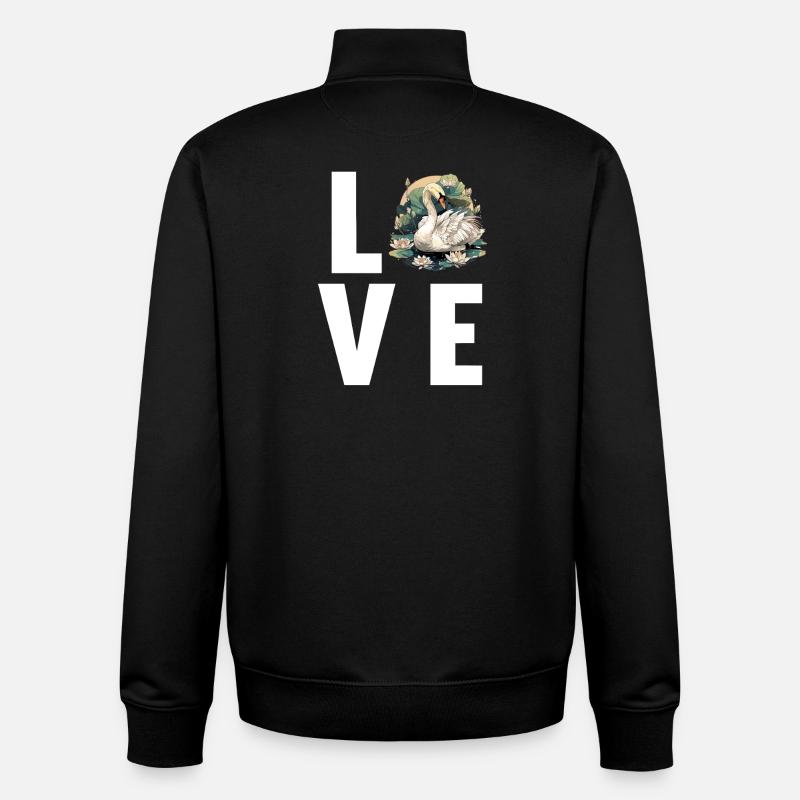 Cygnes Cygne - Sweat zippé unisexe en coton bio Stanley/Stella - noir