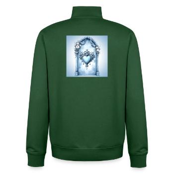 Dekorativer Herzrahmen im blauen Barockstil - Unisex Organic Zip Sweatshirt von Stanley/Stella - Flaschengrün - Hinten - AI Model Male 185 dark (185cm)