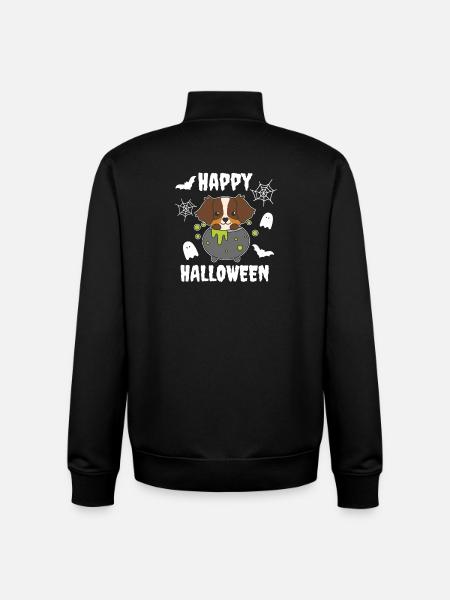 Australian Shepherd Happy Halloween Cauldron - Unisex Organic Zip Sweatshirt by Stanley/Stella - black