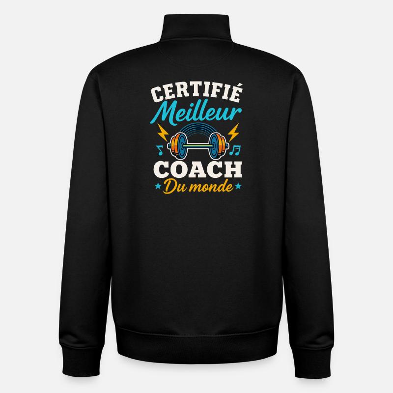 Certifié meilleur coach du monde - Sweat zippé unisexe en coton bio Stanley/Stella - noir