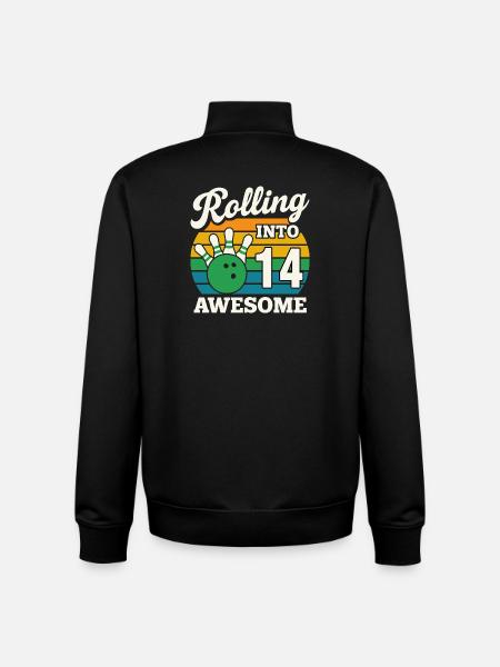 Retro Bowling 14th Birthday Design - Unisex Organic Zip Sweatshirt by Stanley/Stella - black