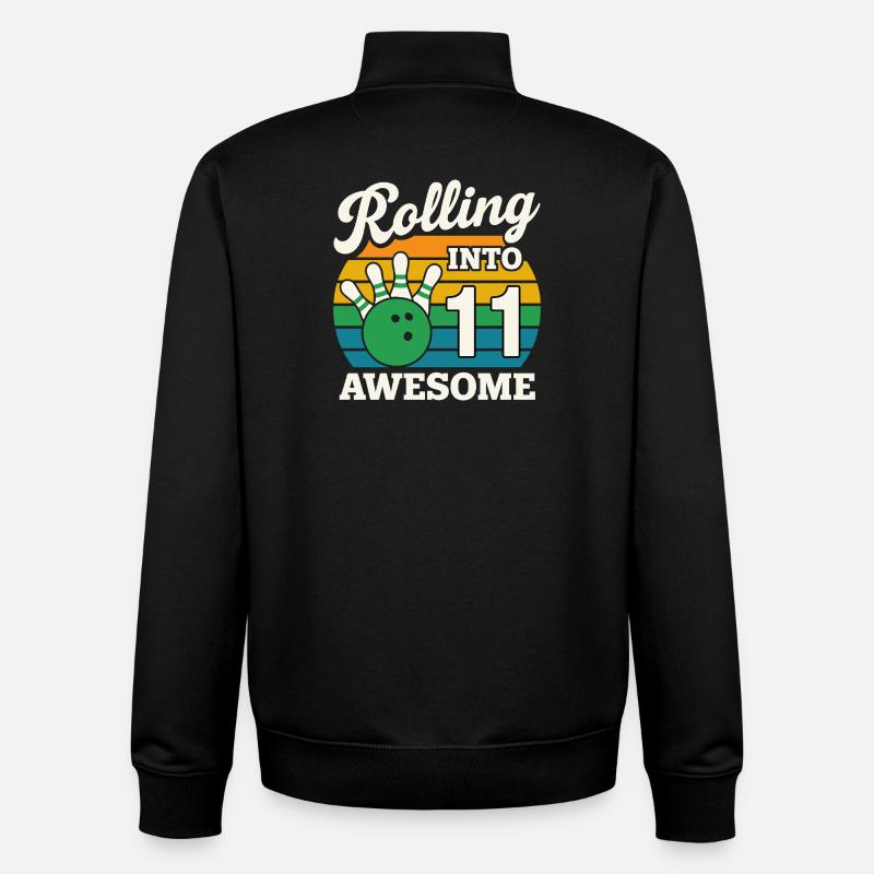 Retro 11 Bowling Celebration Tee - Unisex Organic Zip Sweatshirt by Stanley/Stella - black
