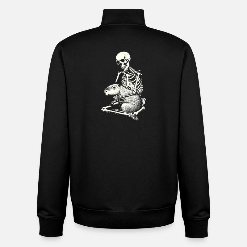 Capybara squelette étreignant - Sweat zippé unisexe en coton bio Stanley/Stella - noir