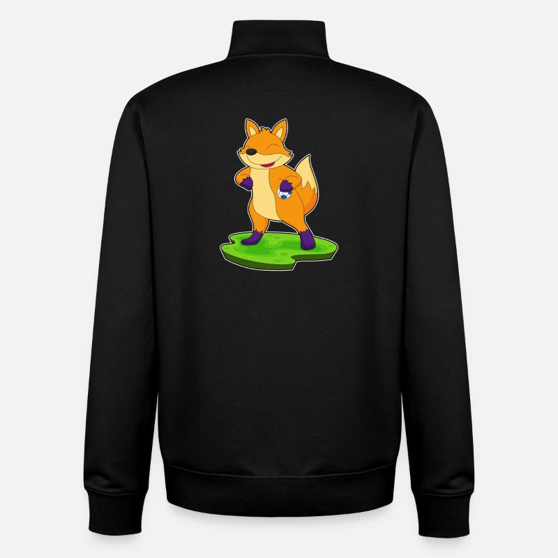 Fuchs Handball Player Handball - Sweat zippé unisexe en coton bio Stanley/Stella - noir