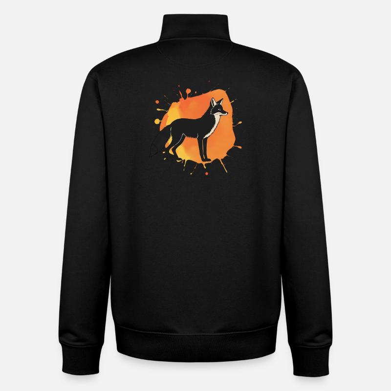 Falk-Hund Silhouette mit Orangenem Hintergrund - Unisex Organic Zip Sweatshirt von Stanley/Stella - Schwarz