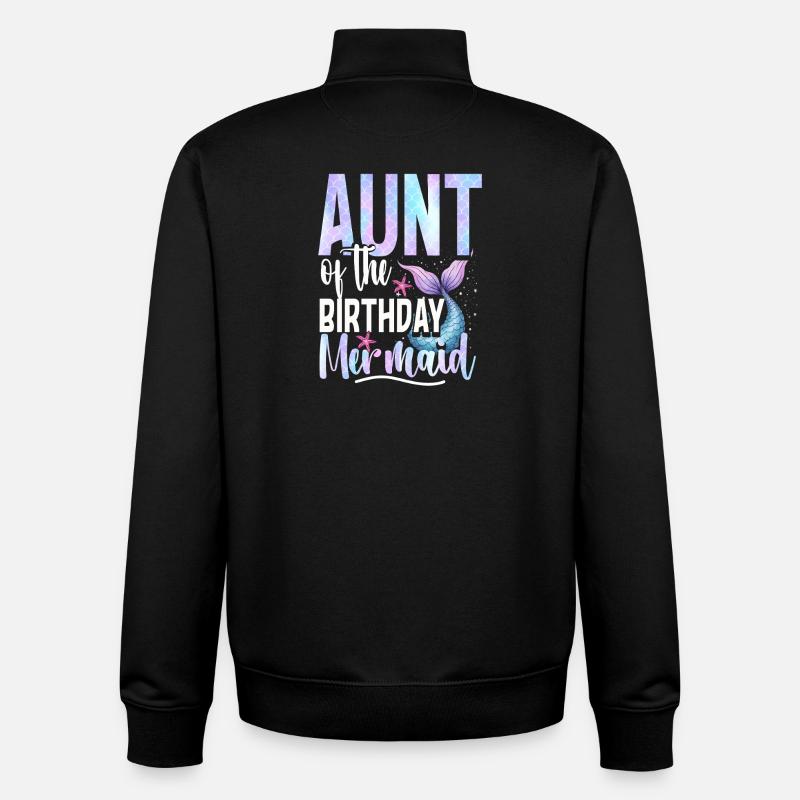 Sirène tante de la sirène d'anniversaire - Sweat zippé unisexe en coton bio Stanley/Stella - noir