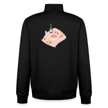 Conception de fête de pique-de célébration - Sweat zippé unisexe en coton bio Stanley/Stella - noir - Dos - AI Model Male 185 light (185cm)