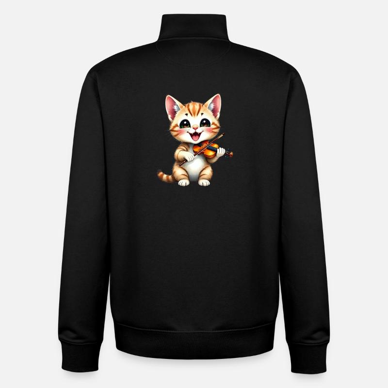 Kätzchen spielt Geige - Unisex Organic Zip Sweatshirt von Stanley/Stella - Schwarz