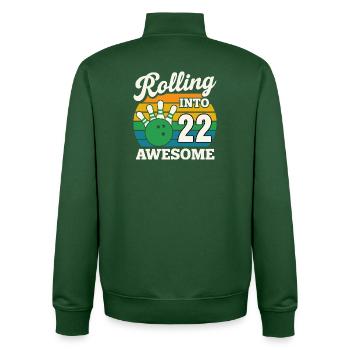 Bowling 22 Birthday Celebration Graphic - Unisex Organic Zip Sweatshirt by Stanley/Stella - bottle green - Back - AI Model Male 185 dark (185cm)