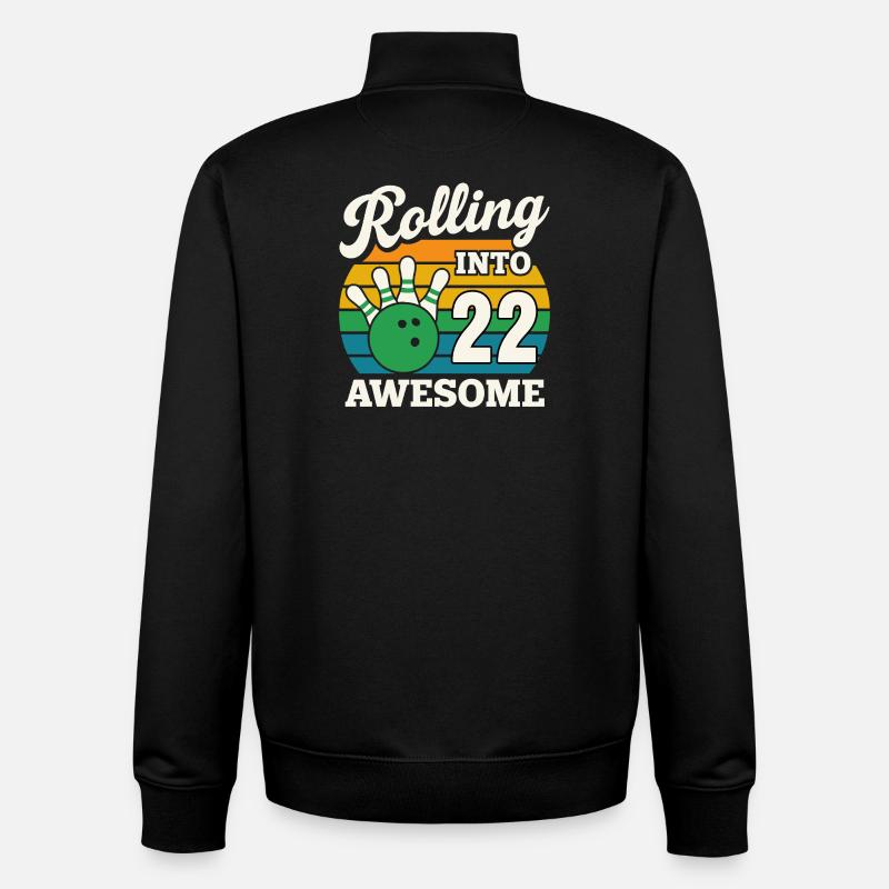 Bowling 22 Célébration Anniversaire Graphique - Sweat zippé unisexe en coton bio Stanley/Stella - noir