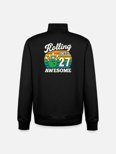 Bowling 27 Birthday Celebration Graphic - Unisex Organic Zip Sweatshirt by Stanley/Stella - black