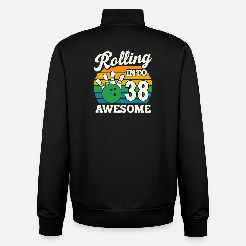 Bowling 38th Birthday Celebration Graphic - Unisex Organic Zip Sweatshirt by Stanley/Stella - black