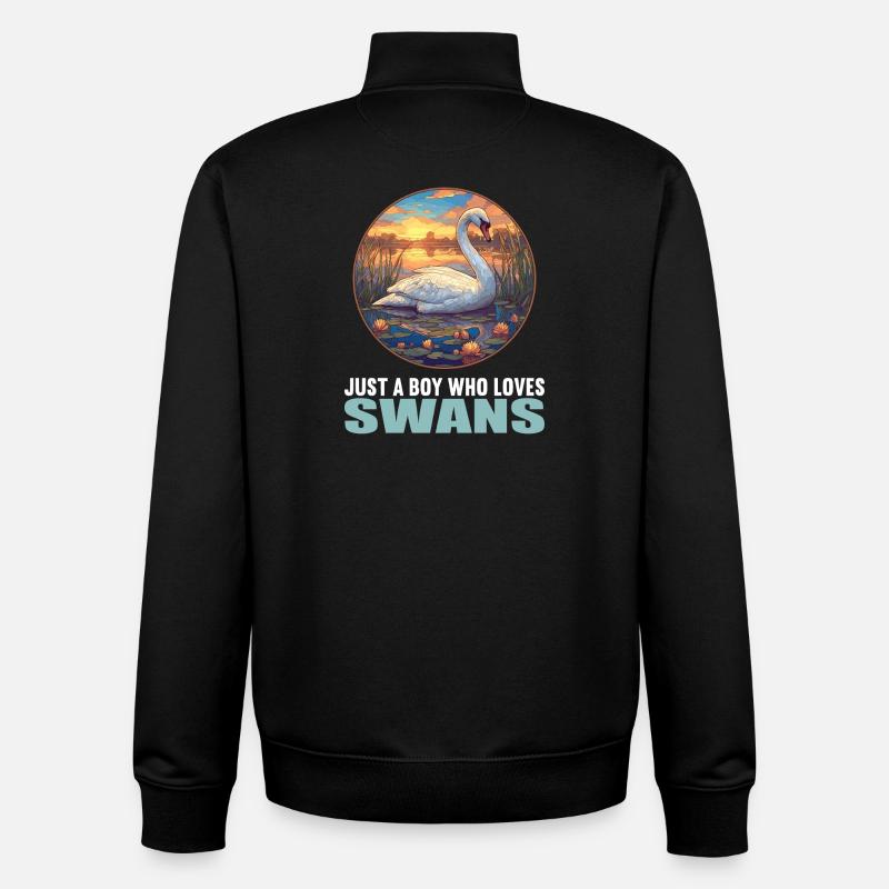 Cygnes Cygne - Sweat zippé unisexe en coton bio Stanley/Stella - noir