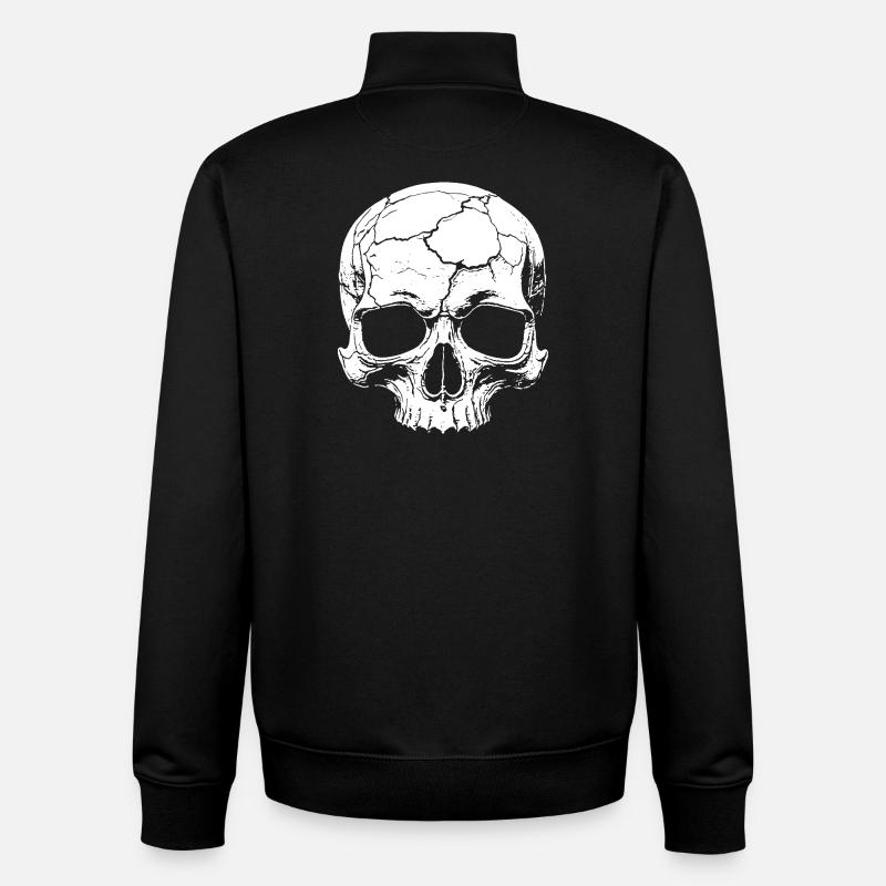 Crâne abstrait avec des fissures - Sweat zippé unisexe en coton bio Stanley/Stella - noir