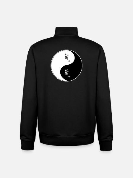 Yin Yang Symbol with Chinese Characters - Unisex Organic Zip Sweatshirt by Stanley/Stella - black