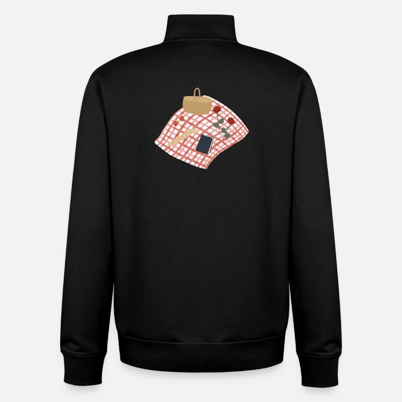 Rustikale Picknickszene Illustration - Unisex Organic Zip Sweatshirt von Stanley/Stella - Schwarz