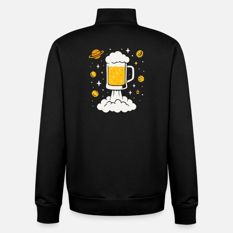 Fusée à bière dans l’espace - Sweat zippé unisexe en coton bio Stanley/Stella - noir