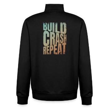 Drohne build crash repeat Spruch - Unisex Organic Zip Sweatshirt von Stanley/Stella - Schwarz - Hinten - AI Model Male 185 light (185cm)
