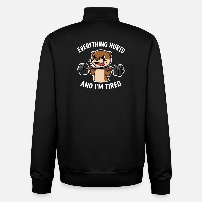 Citation d’haltérophilie Angry Otter - Sweat zippé unisexe en coton bio Stanley/Stella - noir