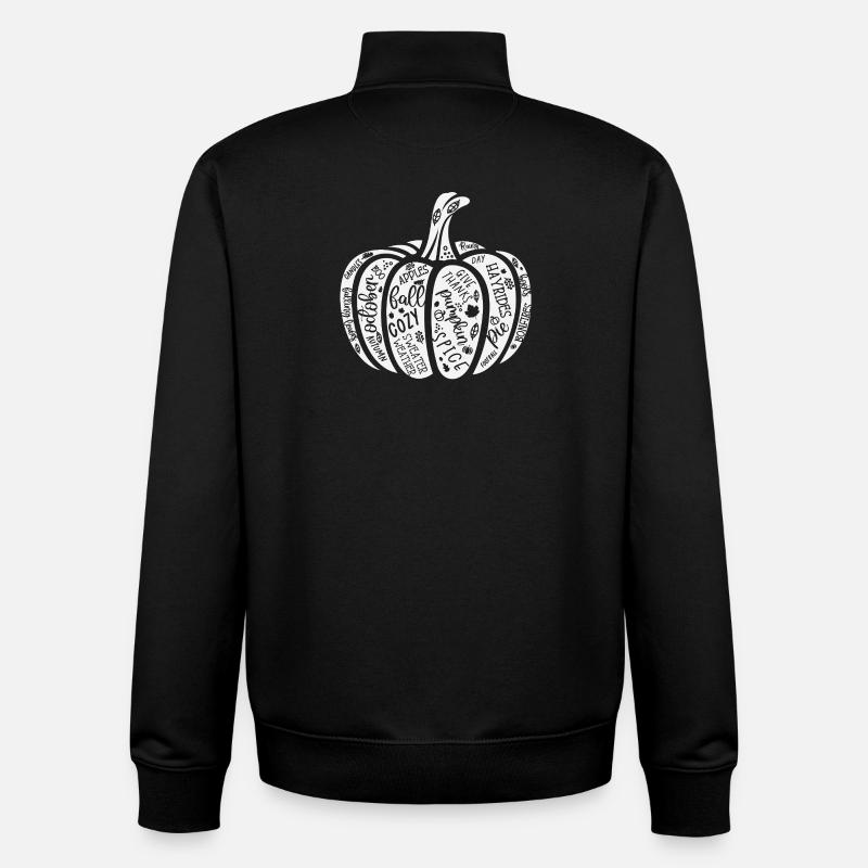 Pumpkin Autumn Quote Pattern - Unisex Organic Zip Sweatshirt by Stanley/Stella - black