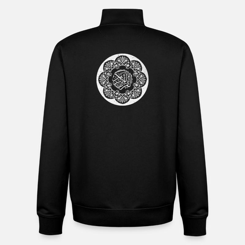 Islamic pattern and calligraphy white circle - Unisex Organic Zip Sweatshirt by Stanley/Stella - black