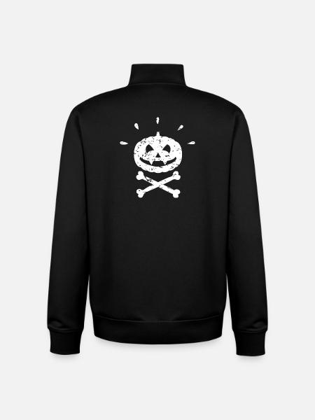 Spooky Jolly Roger Pumpkin Halloween White - Unisex Organic Zip Sweatshirt by Stanley/Stella - black