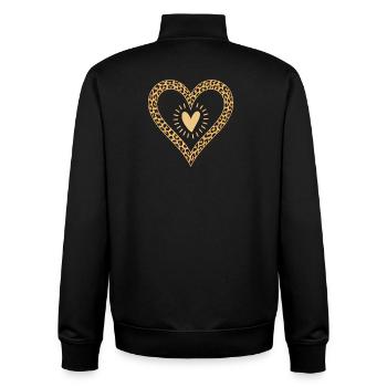 Cœur imprimé léopard - Sweat zippé unisexe en coton bio Stanley/Stella - noir - Dos - AI Model Male 185 light (185cm)