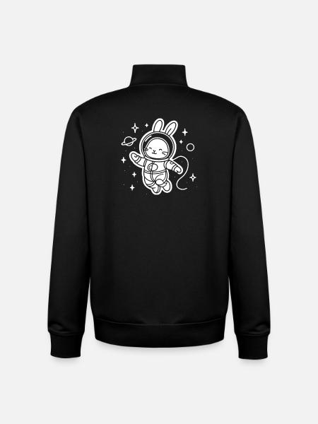Space bunny in astronaut suit - Unisex Organic Zip Sweatshirt by Stanley/Stella - black