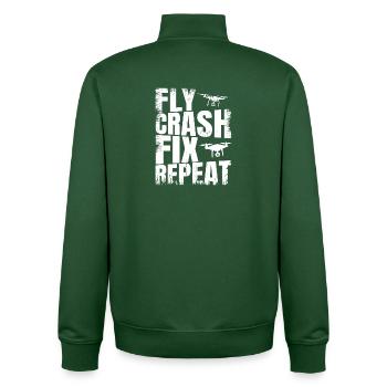 Fly_Crash_Fix_Repeat - Unisex Organic Zip Sweatshirt von Stanley/Stella - Flaschengrün - Hinten - AI Model Male 185 dark (185cm)