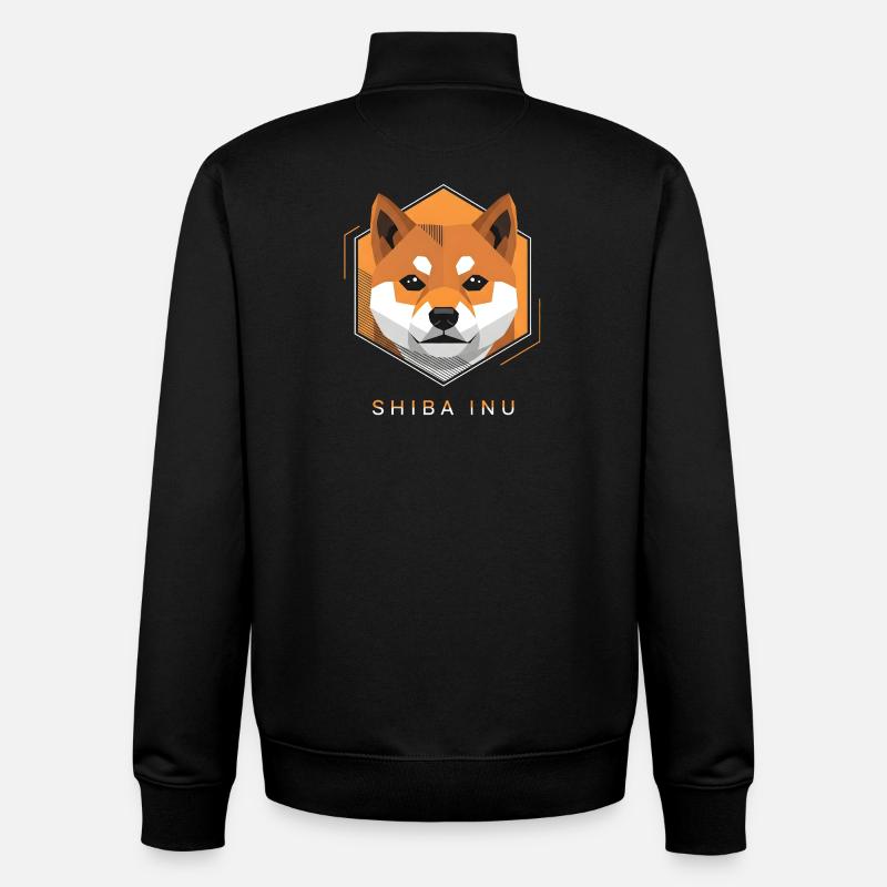 Conception géométrique du chien Shiba Inu - Sweat zippé unisexe en coton bio Stanley/Stella - noir