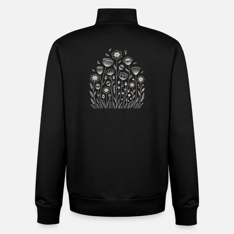 Playful floral pattern - Unisex Organic Zip Sweatshirt by Stanley/Stella - black