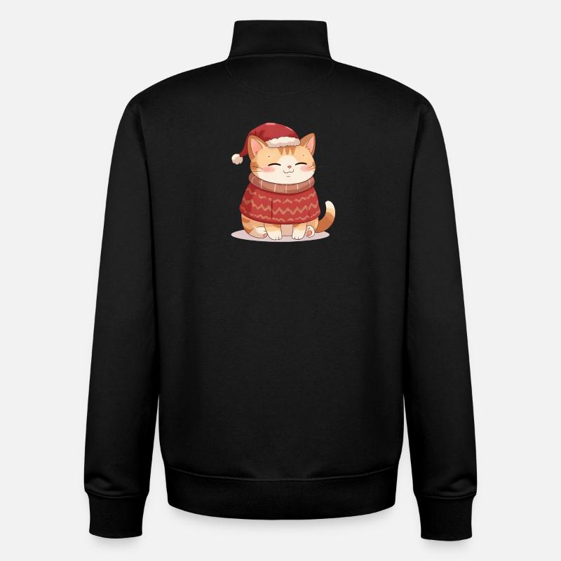Anime Katze im Weihnachtspullover - Christmas - Unisex Organic Zip Sweatshirt von Stanley/Stella - Schwarz