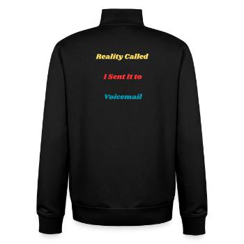 La messagerie vocale l’a envoyé à la chemise de télé-réalité - Sweat zippé unisexe en coton bio Stanley/Stella - noir - Dos - AI Model Male 185 light (185cm)