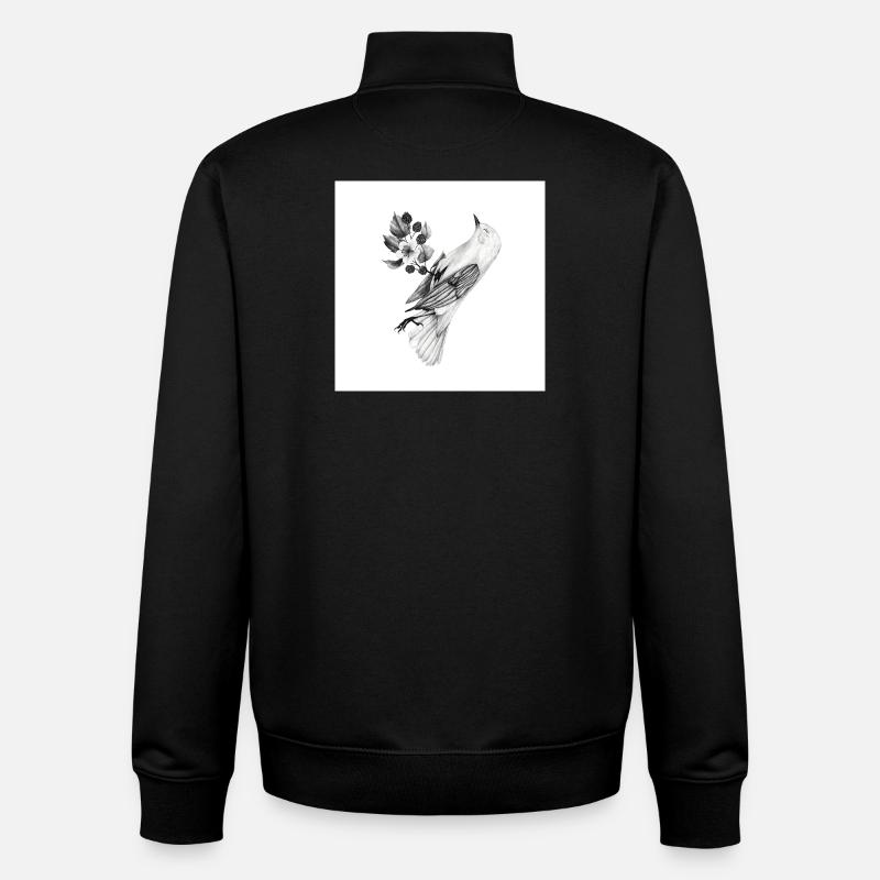 Bird with plants - Unisex Organic Zip Sweatshirt by Stanley/Stella - black