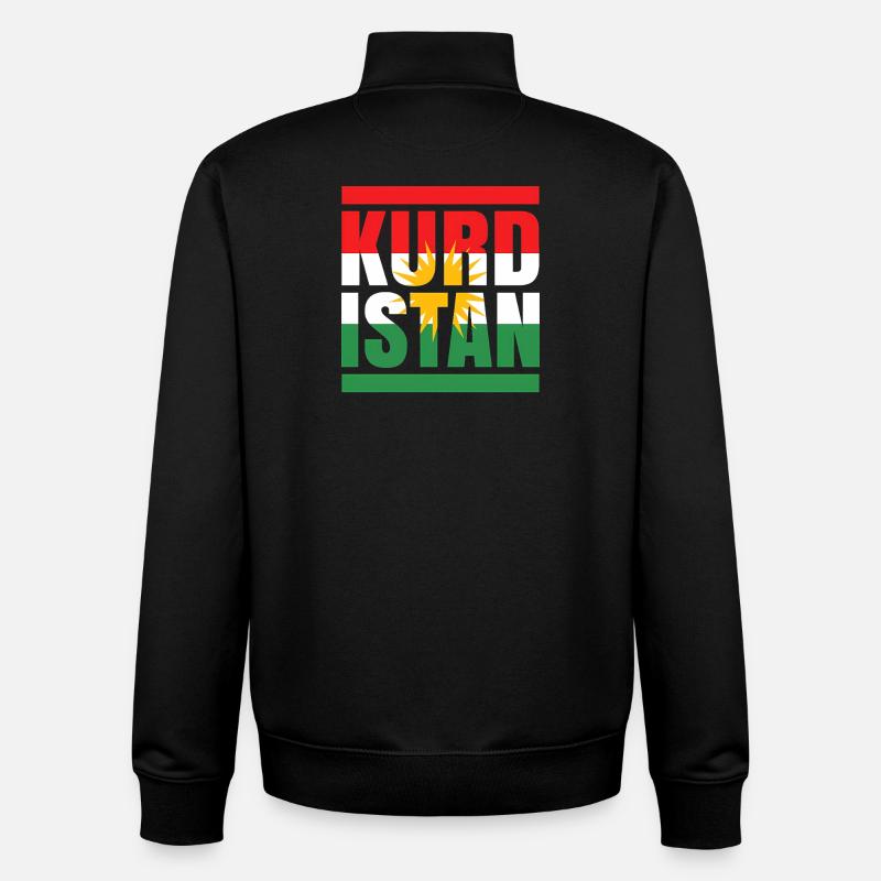 Drapeau du Kurdistan avec motif soleil - Sweat zippé unisexe en coton bio Stanley/Stella - noir