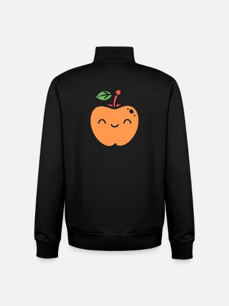 Illustrated Happy Apple Nectarine - Unisex Organic Zip Sweatshirt by Stanley/Stella - black