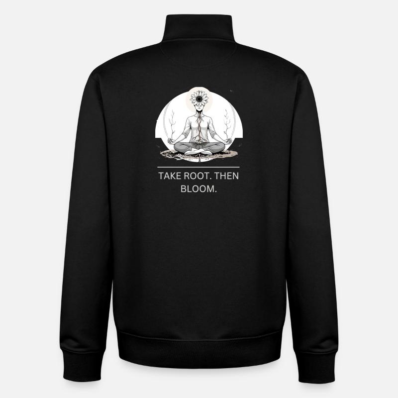 Root Meditation Flower Mandala - Unisex Organic Zip Sweatshirt by Stanley/Stella - black