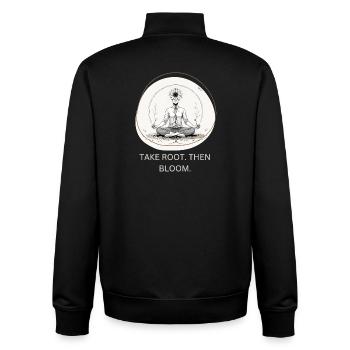 Flower meditation with root connection - Unisex Organic Zip Sweatshirt by Stanley/Stella - black - Back - AI Model Male 185 light (185cm)